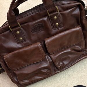 Fossil Men's Rich Brown Leather travel Briefcase